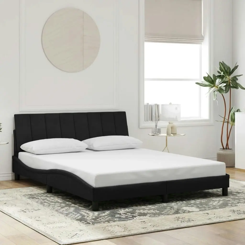 Bed Frame without Mattress Black 152x203 cm Queen Velvet 3208245