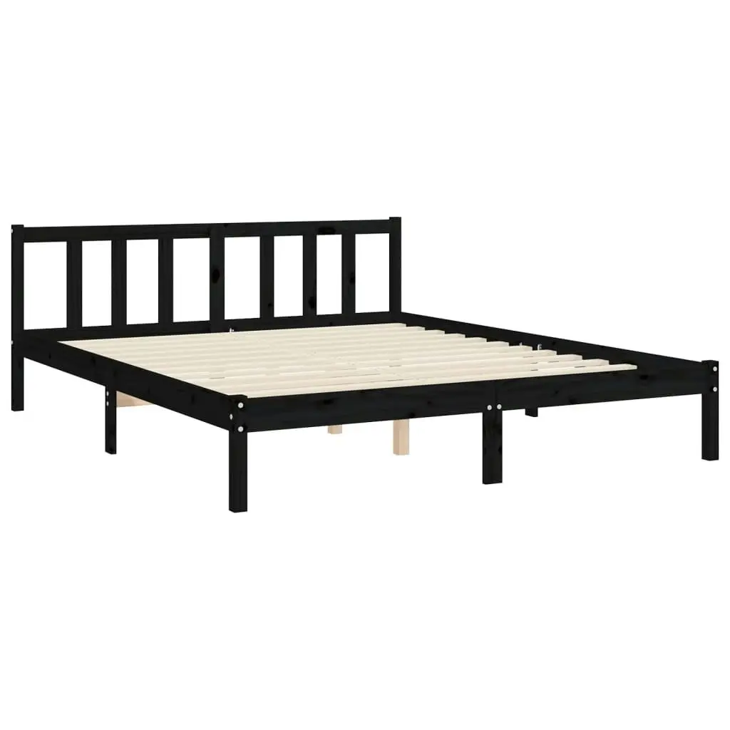 Bed Frame without Mattress Black 150x200 cm Solid Wood Pine 3192045