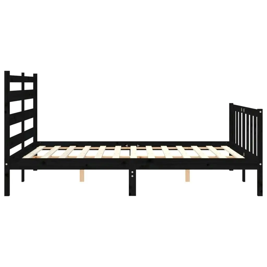 Bed Frame without Mattress Black 150x200 cm Solid Wood Pine 3192045