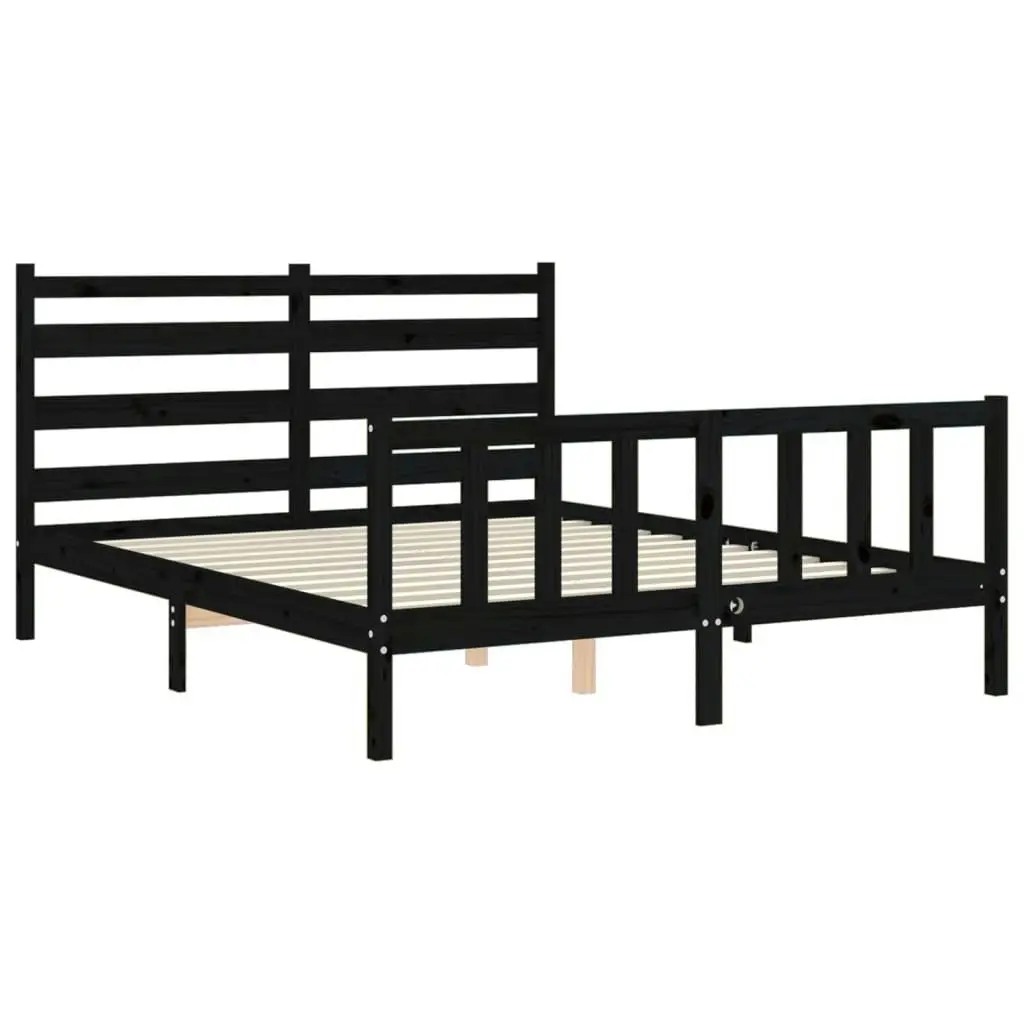 Bed Frame without Mattress Black 150x200 cm Solid Wood Pine 3192045