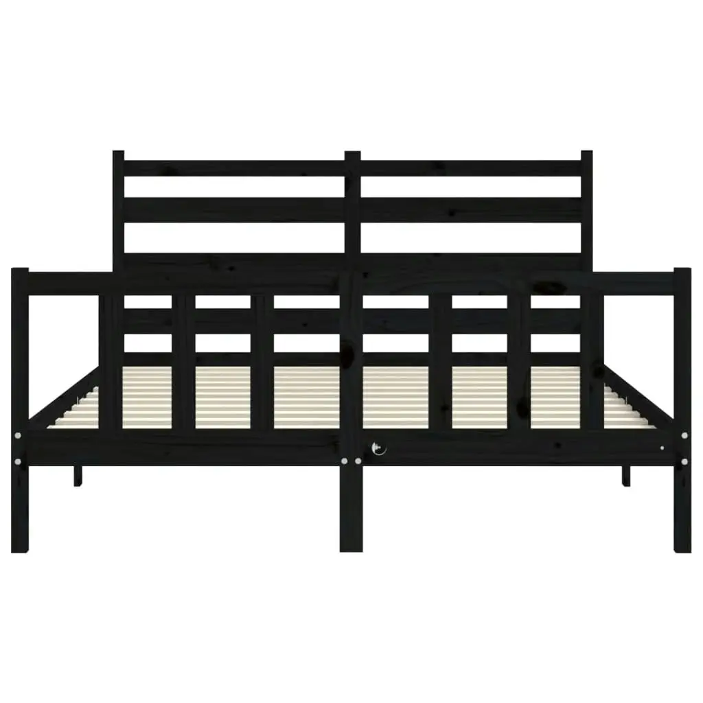 Bed Frame without Mattress Black 150x200 cm Solid Wood Pine 3192045