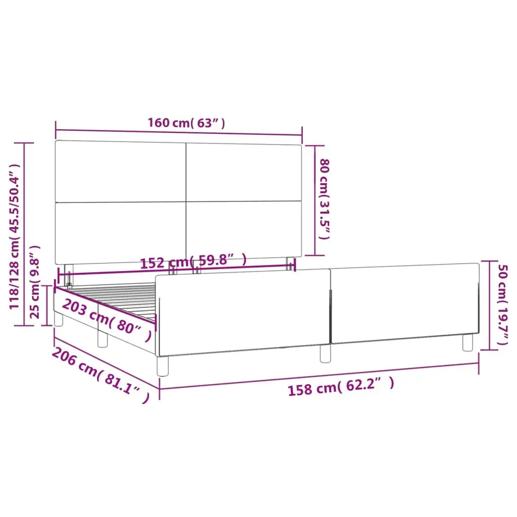 Bed Frame without Mattress Black 152x203 cm Queen Faux Leather 3283120