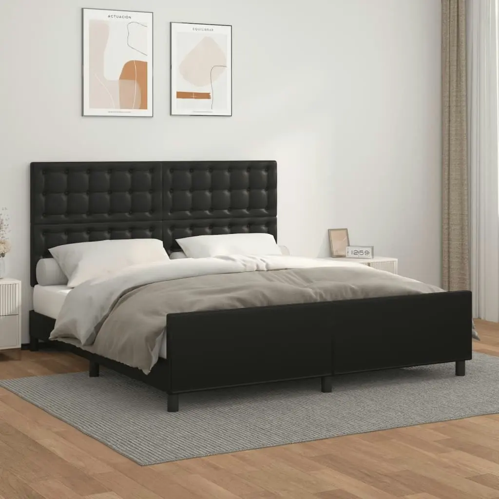 Bed Frame without Mattress Black 152x203 cm Queen Faux Leather 3283120