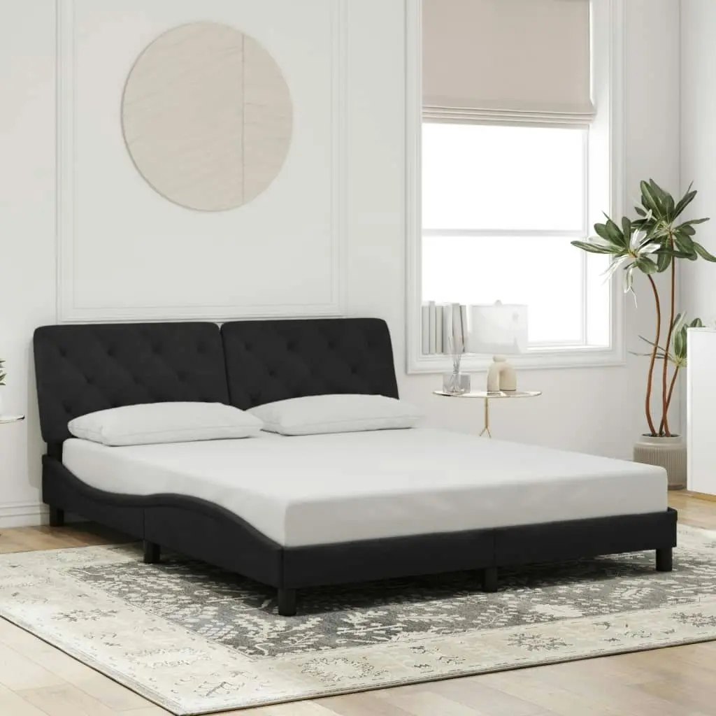 Bed Frame with Headboard Black 153x203 cm Queen Size Velvet 3208252