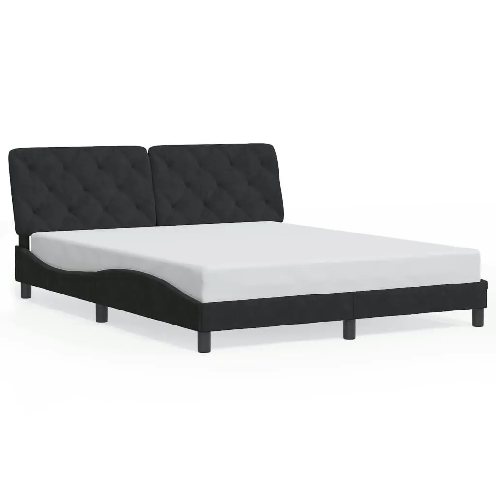 Bed Frame with Headboard Black 153x203 cm Queen Size Velvet 3208252