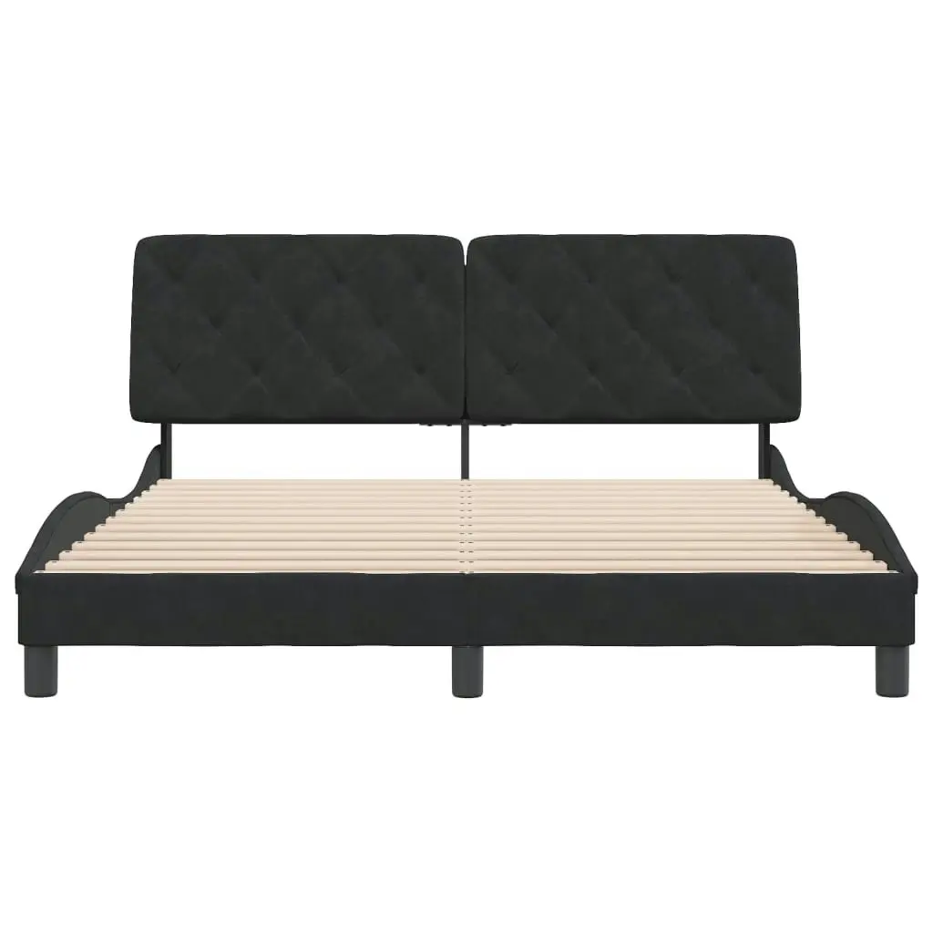 Bed Frame with Headboard Black 153x203 cm Queen Size Velvet 3208252