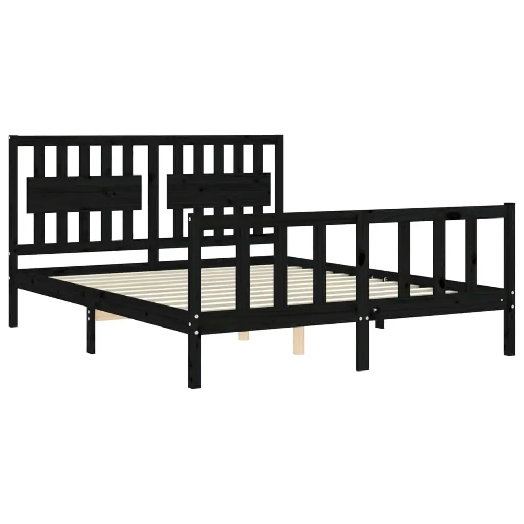 Bed Frame without Mattress Black 150x200 cm Solid Wood Pine 3192435