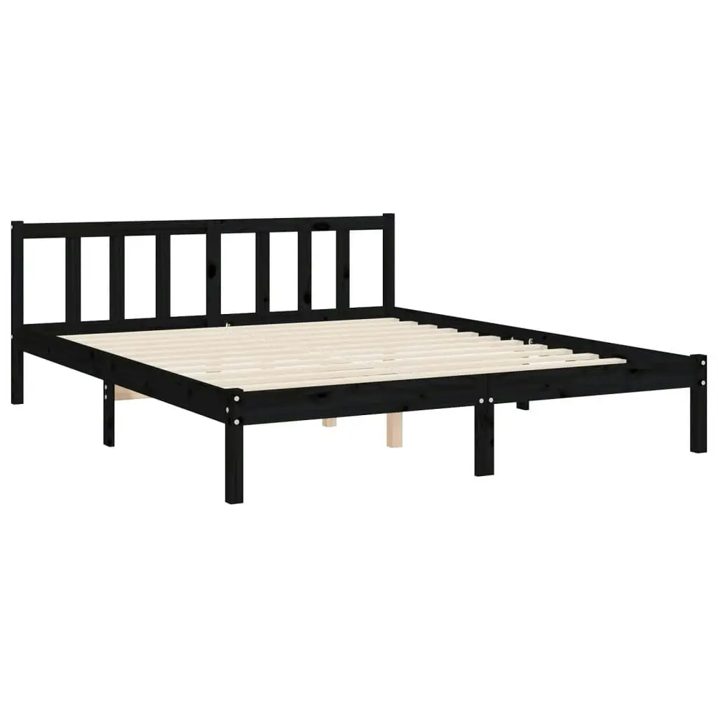 Bed Frame without Mattress Black 150x200 cm Solid Wood Pine 3192435