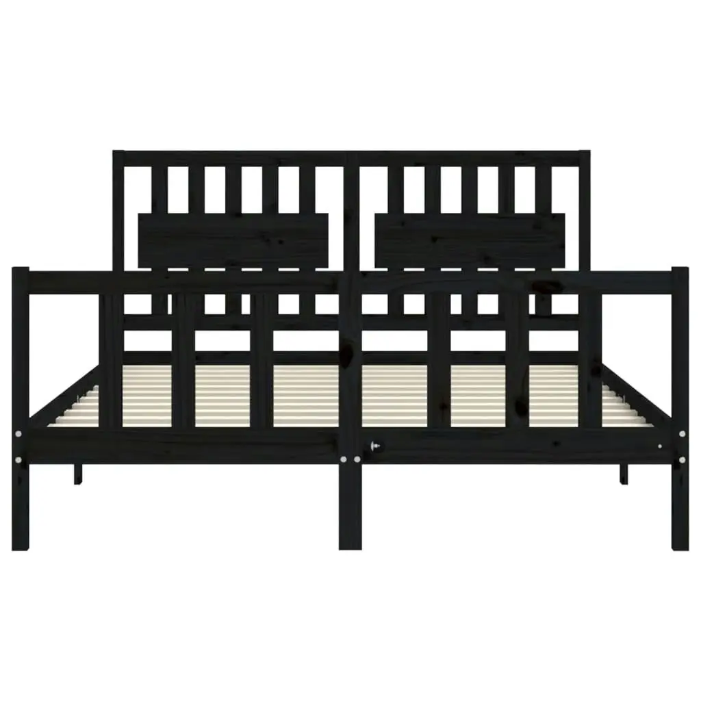 Bed Frame without Mattress Black 150x200 cm Solid Wood Pine 3192435