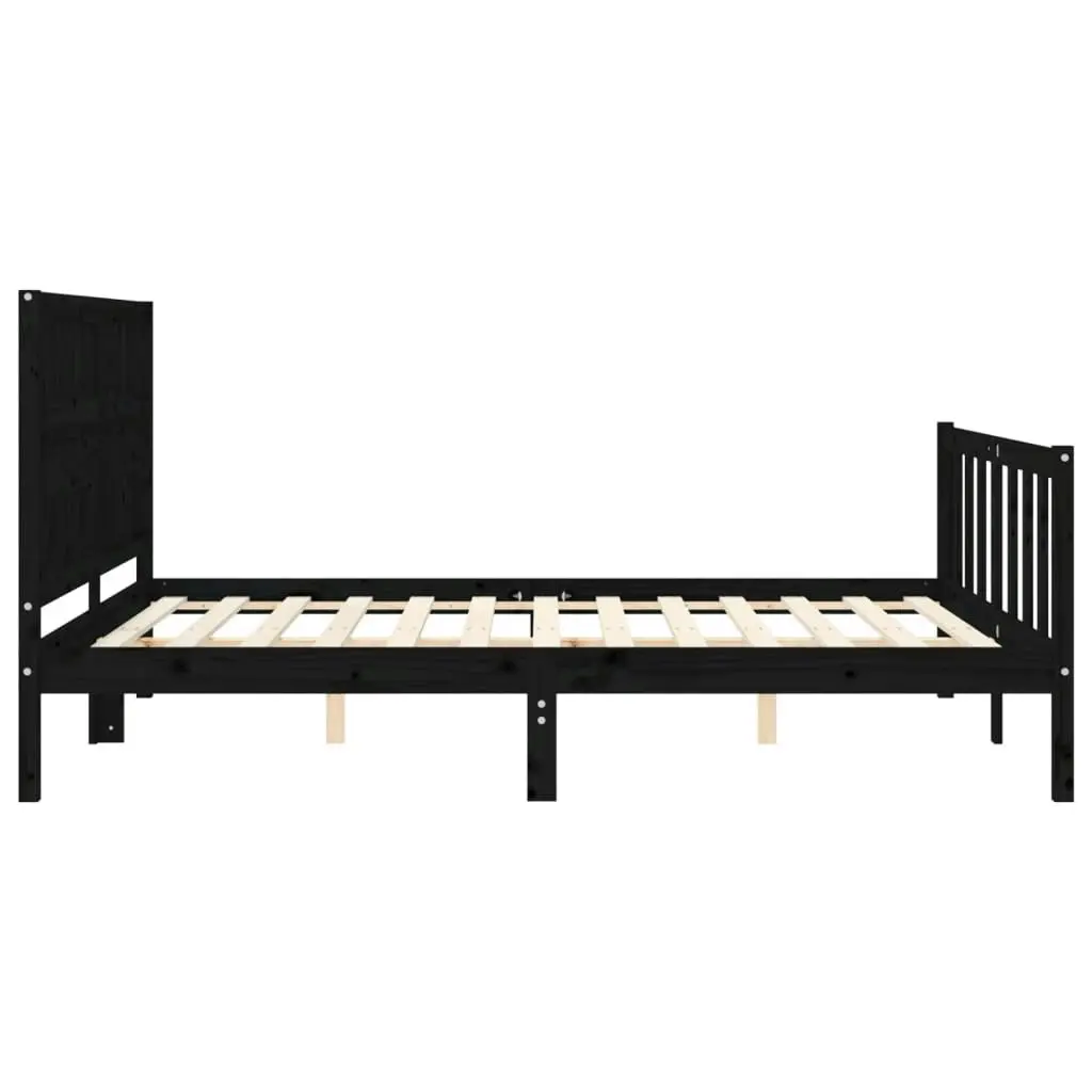 Bed Frame without Mattress Black 150x200 cm Solid Wood Pine 3192435