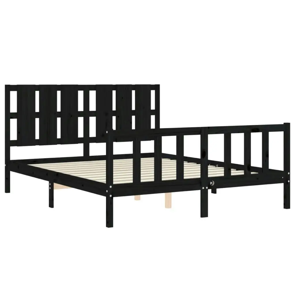 Bed Frame without Mattress Black 150x200 cm Solid Wood Pine 3192240