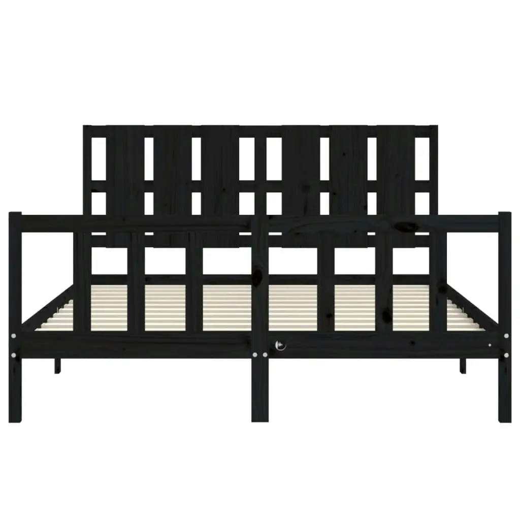 Bed Frame without Mattress Black 150x200 cm Solid Wood Pine 3192240