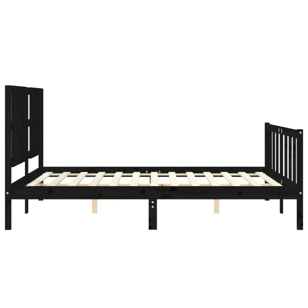 Bed Frame without Mattress Black 150x200 cm Solid Wood Pine 3192240