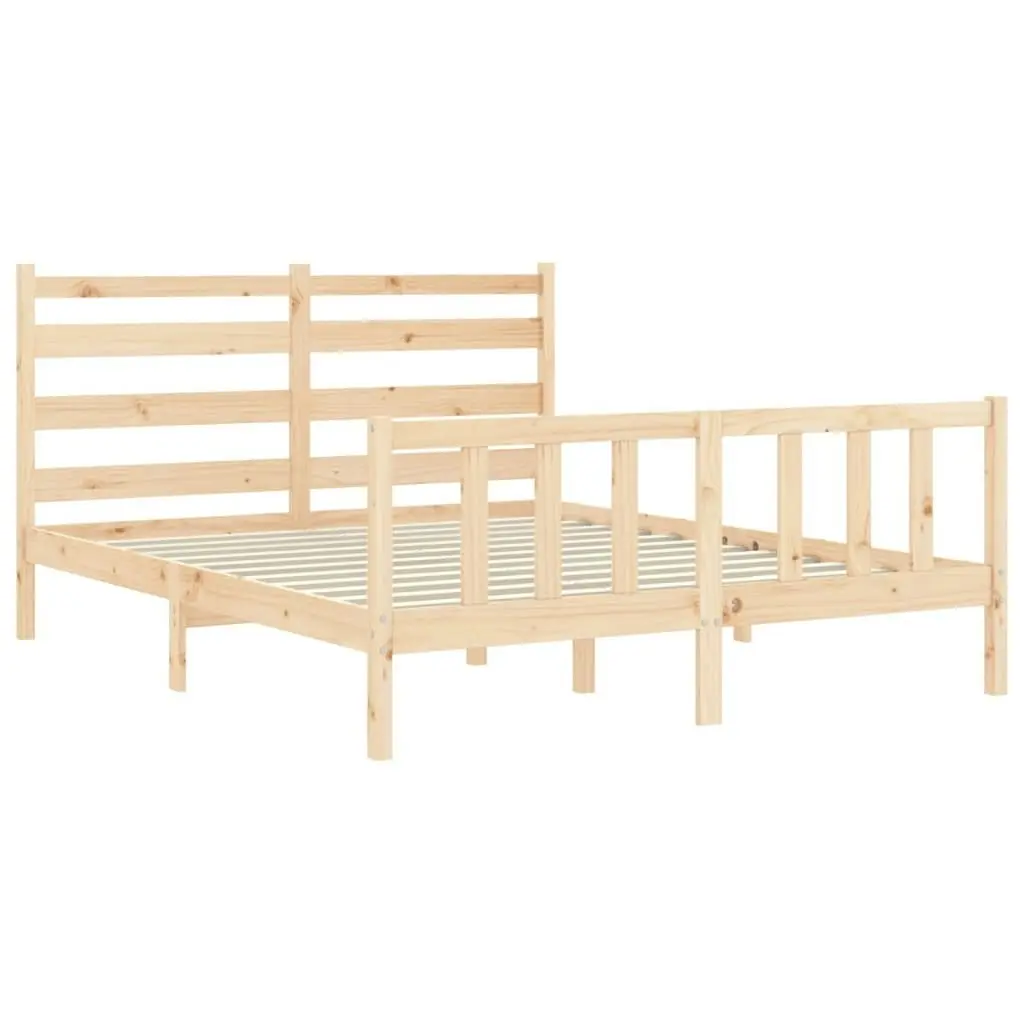 Bed Frame with Headboard 153x203 cm Queen Solid Wood 3192041