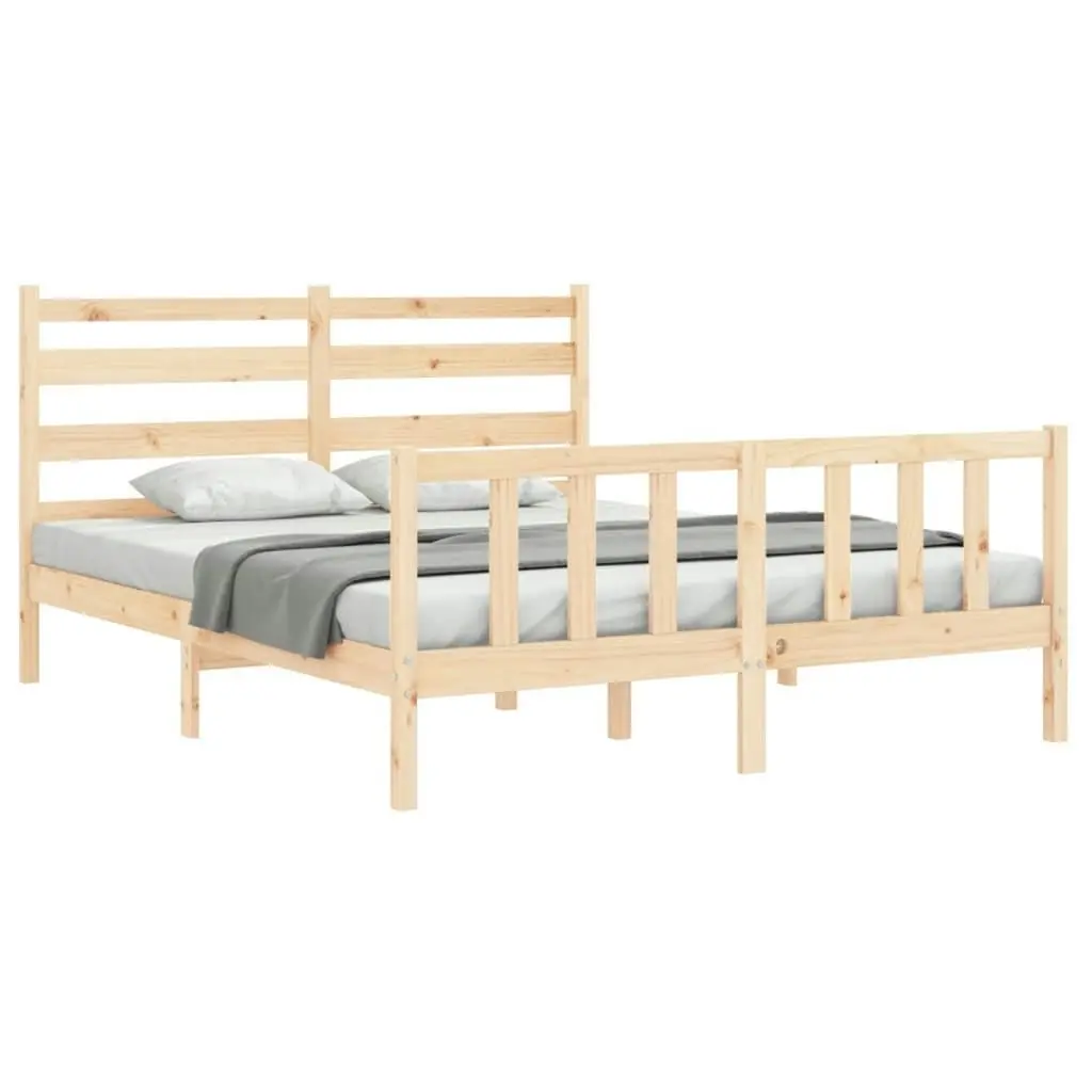 Bed Frame with Headboard 153x203 cm Queen Solid Wood 3192041