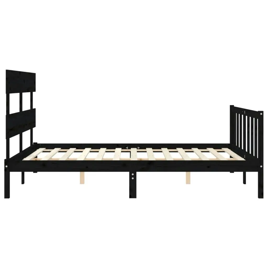 Bed Frame without Mattress Black 150x200 cm Solid Wood Pine 3193280