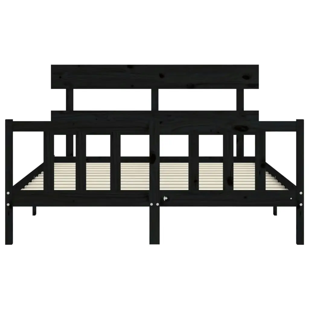 Bed Frame without Mattress Black 150x200 cm Solid Wood Pine 3193280