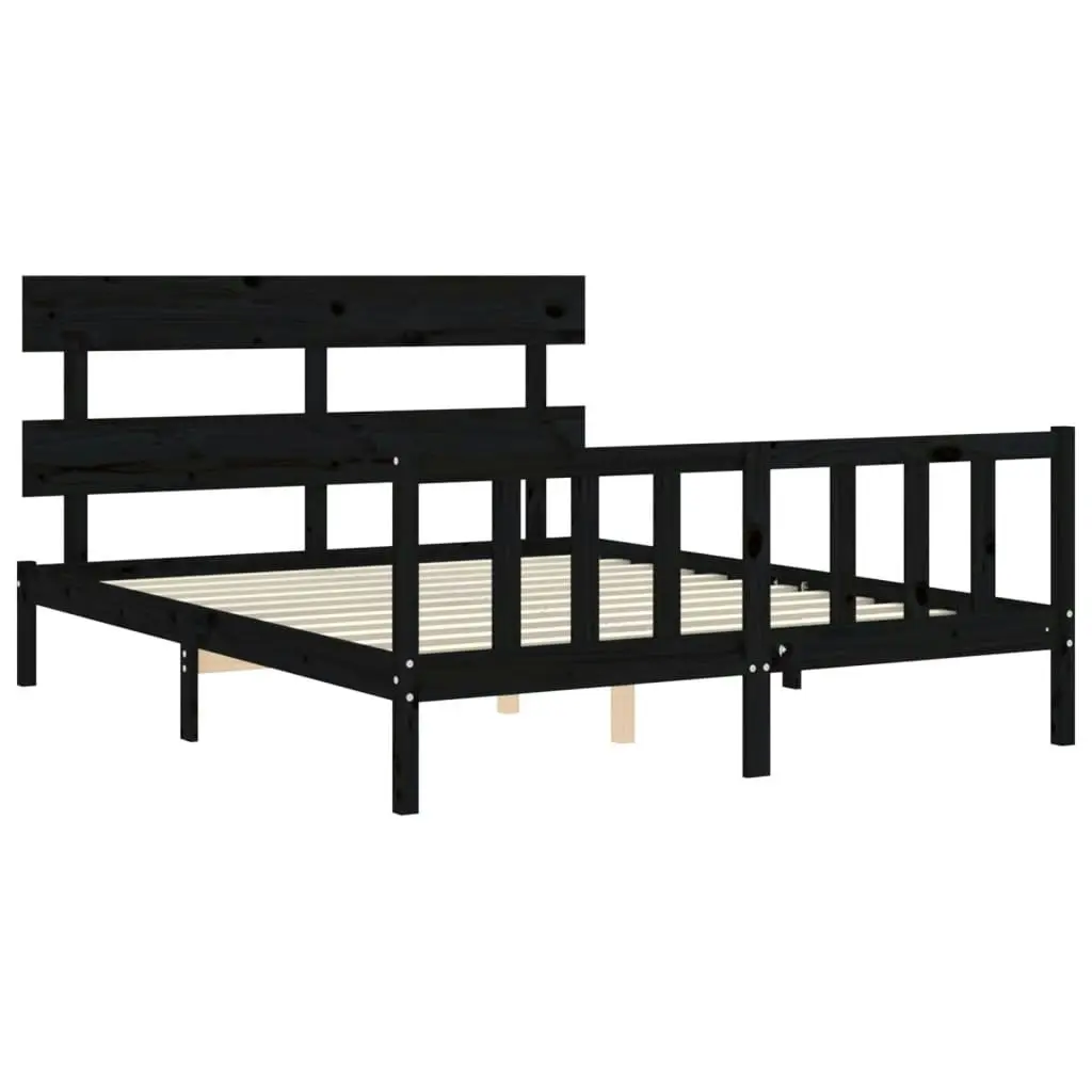 Bed Frame without Mattress Black 150x200 cm Solid Wood Pine 3193280