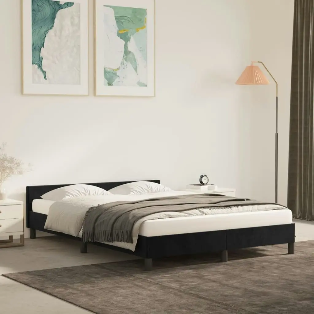 Bed Frame without Mattress Black Queen Velvet 347608