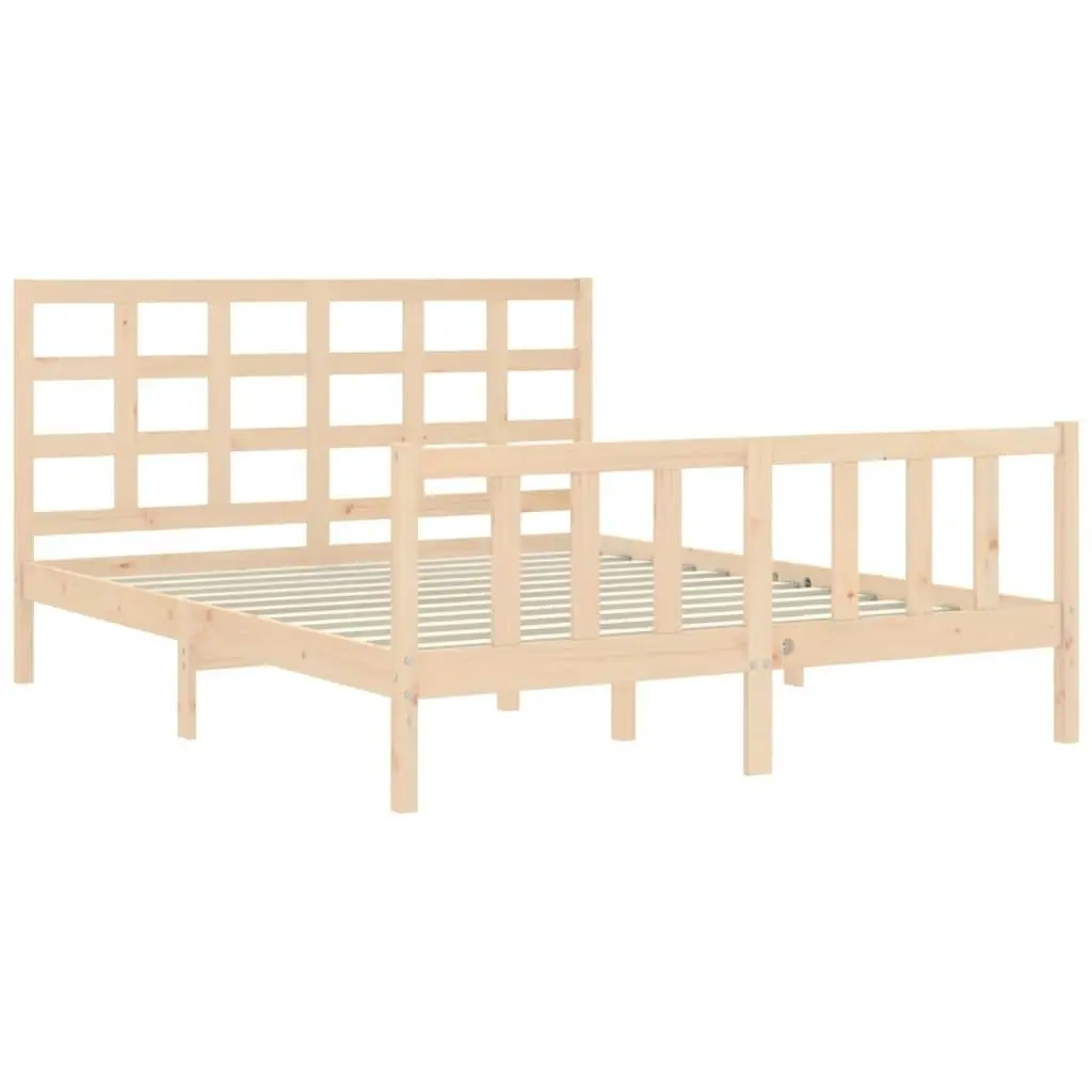 Bed Frame with Headboard 153x203 cm Queen Solid Wood 3192106