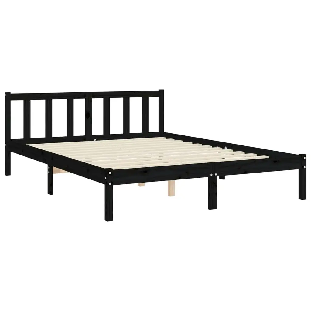 Bed Frame without Mattress Black 150x200 cm Solid Wood Pine 3193475