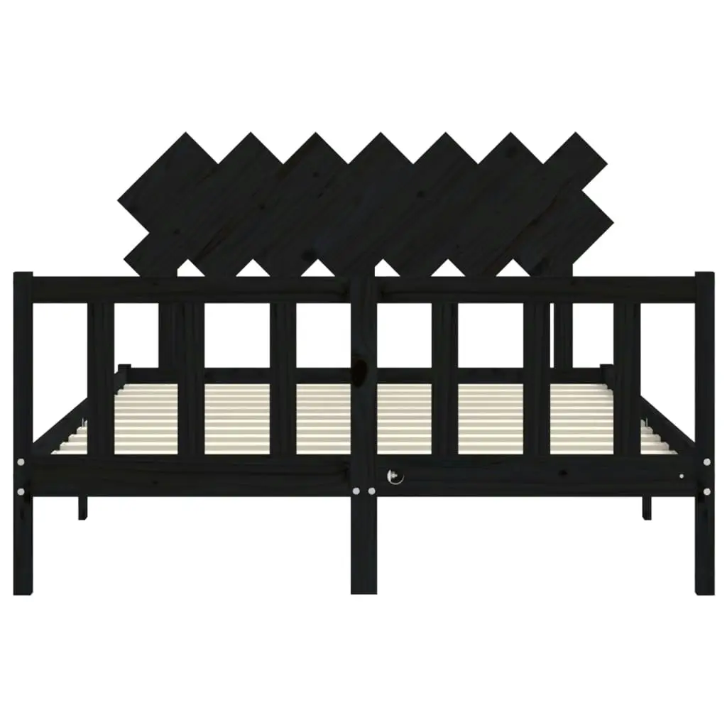 Bed Frame without Mattress Black 150x200 cm Solid Wood Pine 3193475