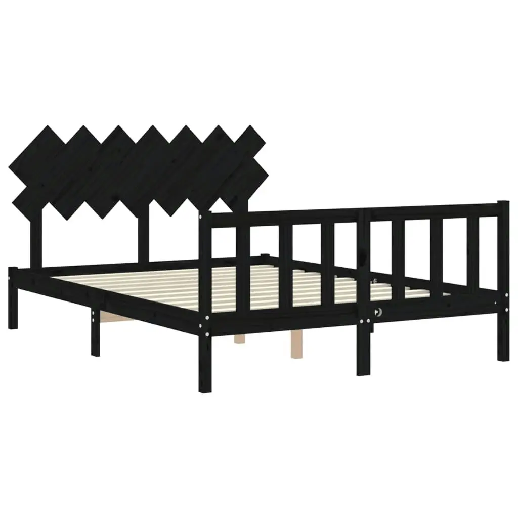 Bed Frame without Mattress Black 150x200 cm Solid Wood Pine 3193475