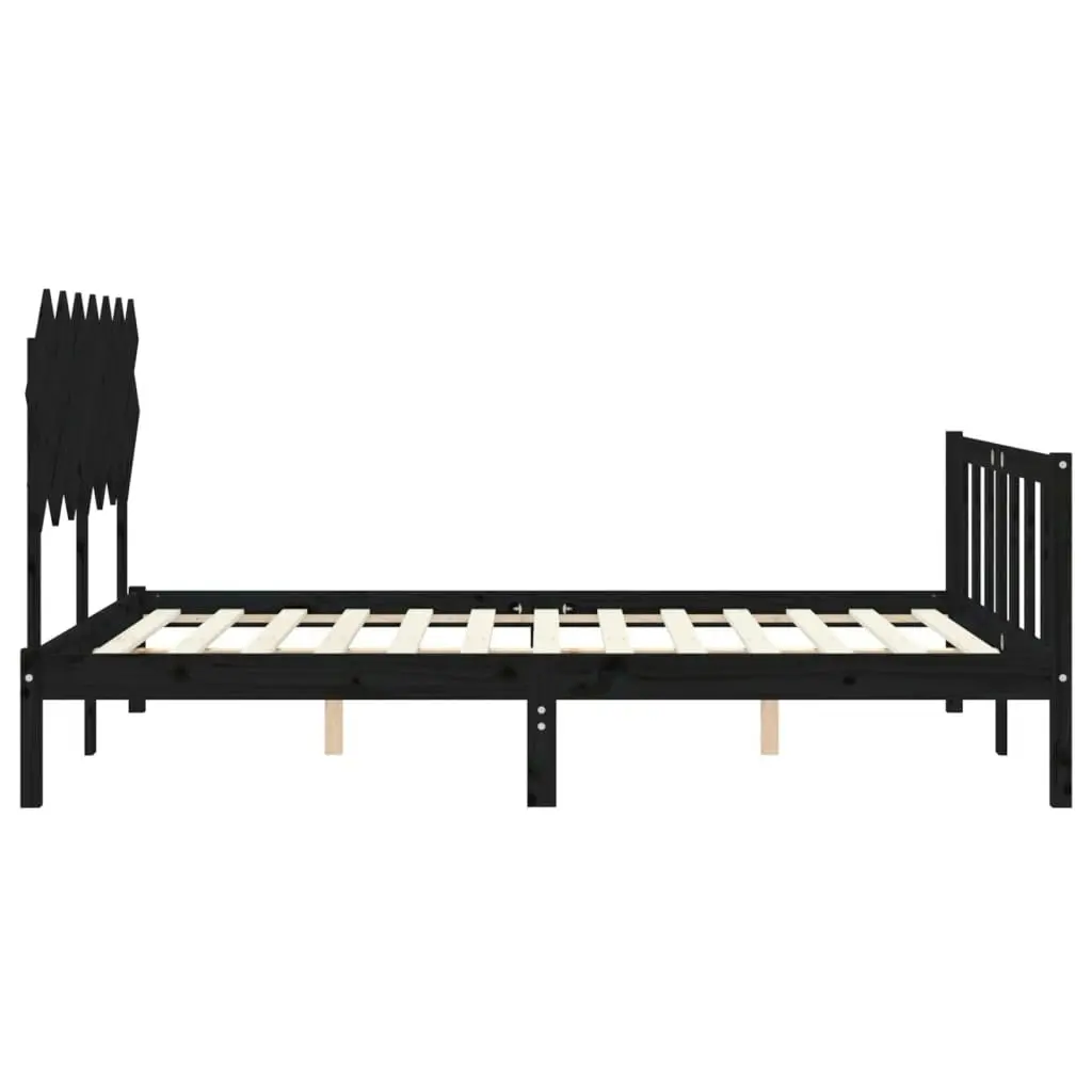 Bed Frame without Mattress Black 150x200 cm Solid Wood Pine 3193475