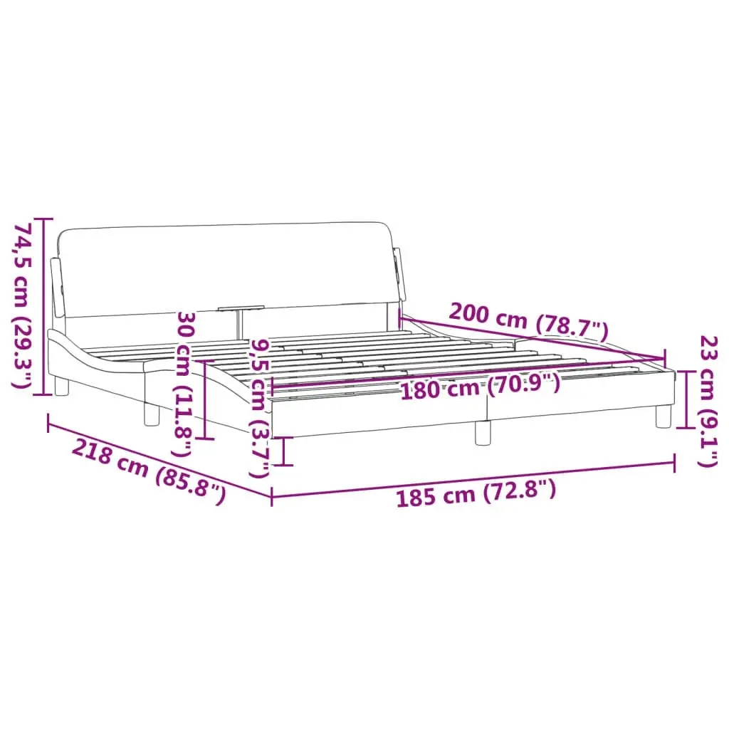 Bed Frame with Headboard Black 183x203 cm King Size Fabric 3207663