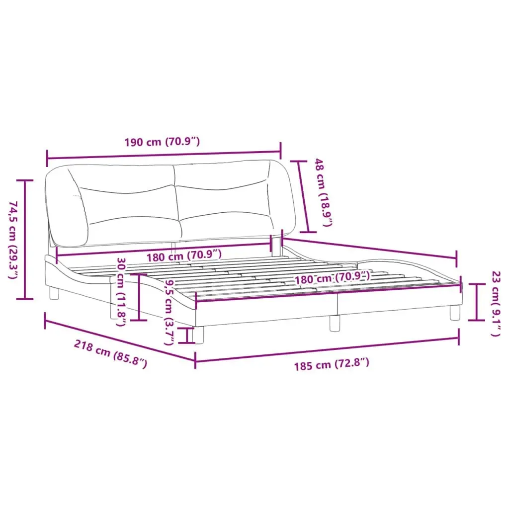 Bed Frame with Headboard Black 183x203 cm King Size Fabric 3207788