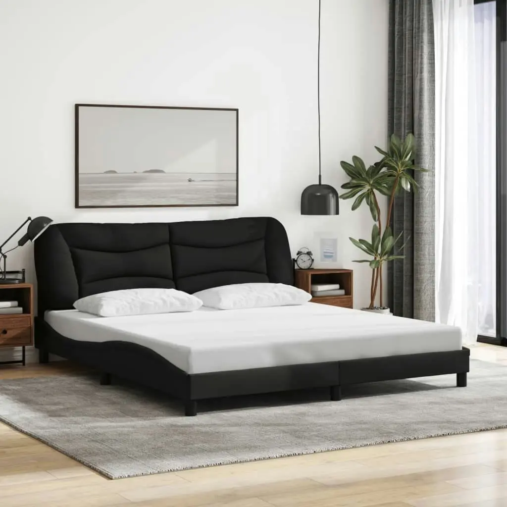 Bed Frame with Headboard Black 183x203 cm King Size Fabric 3207788