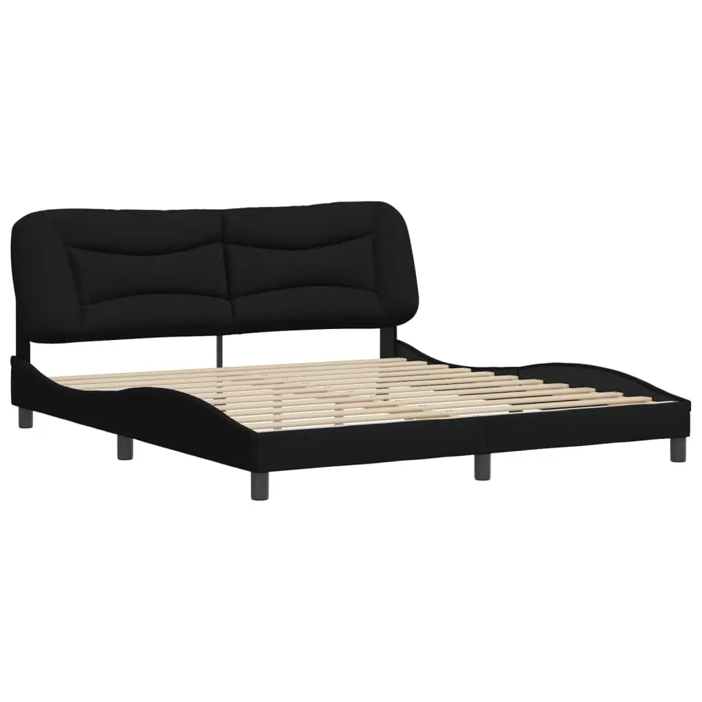 Bed Frame with Headboard Black 183x203 cm King Size Fabric 3207788