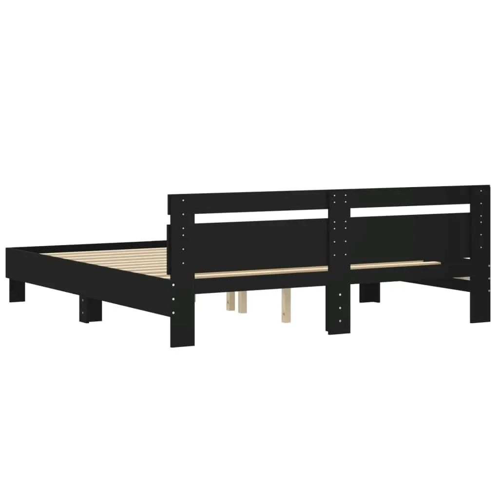 Bed Frame with Headboard Black 183x203 cm King Size Engineered Wood 3207400