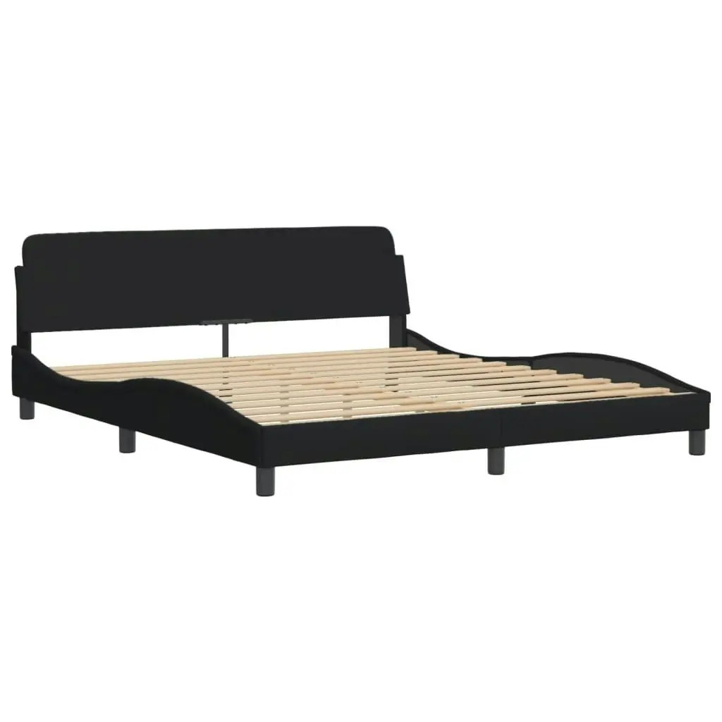 Bed Frame with Headboard Black 183x203 cm King Size Fabric 373227