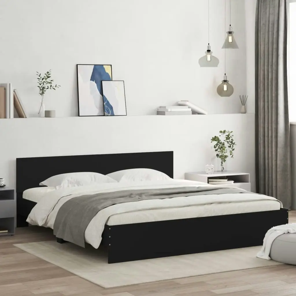 Bed Frame with Headboard Black 183x203 cm King Size 3207463