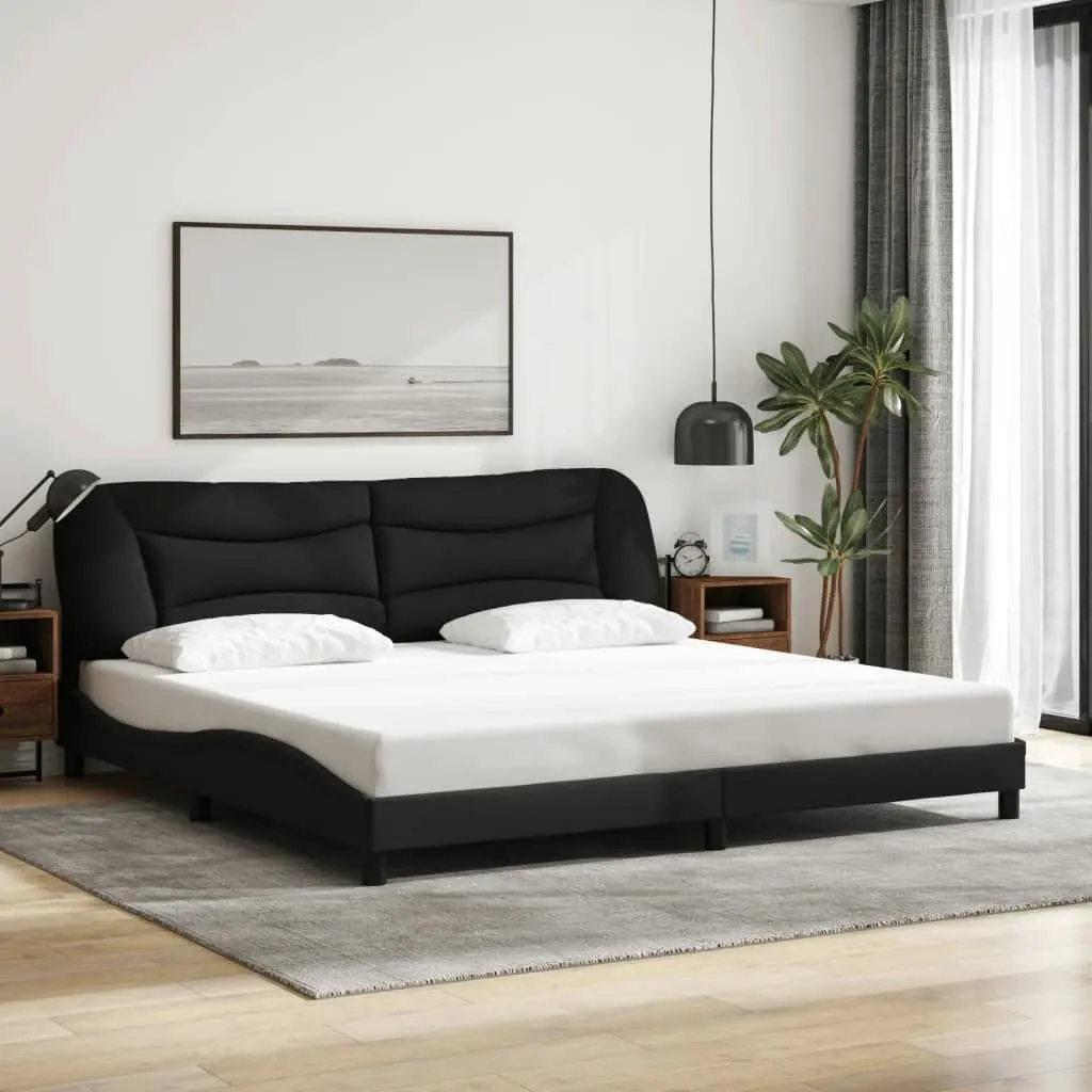 Bed Frame with Headboard Black 183x203 cm King Size Fabric 3208239