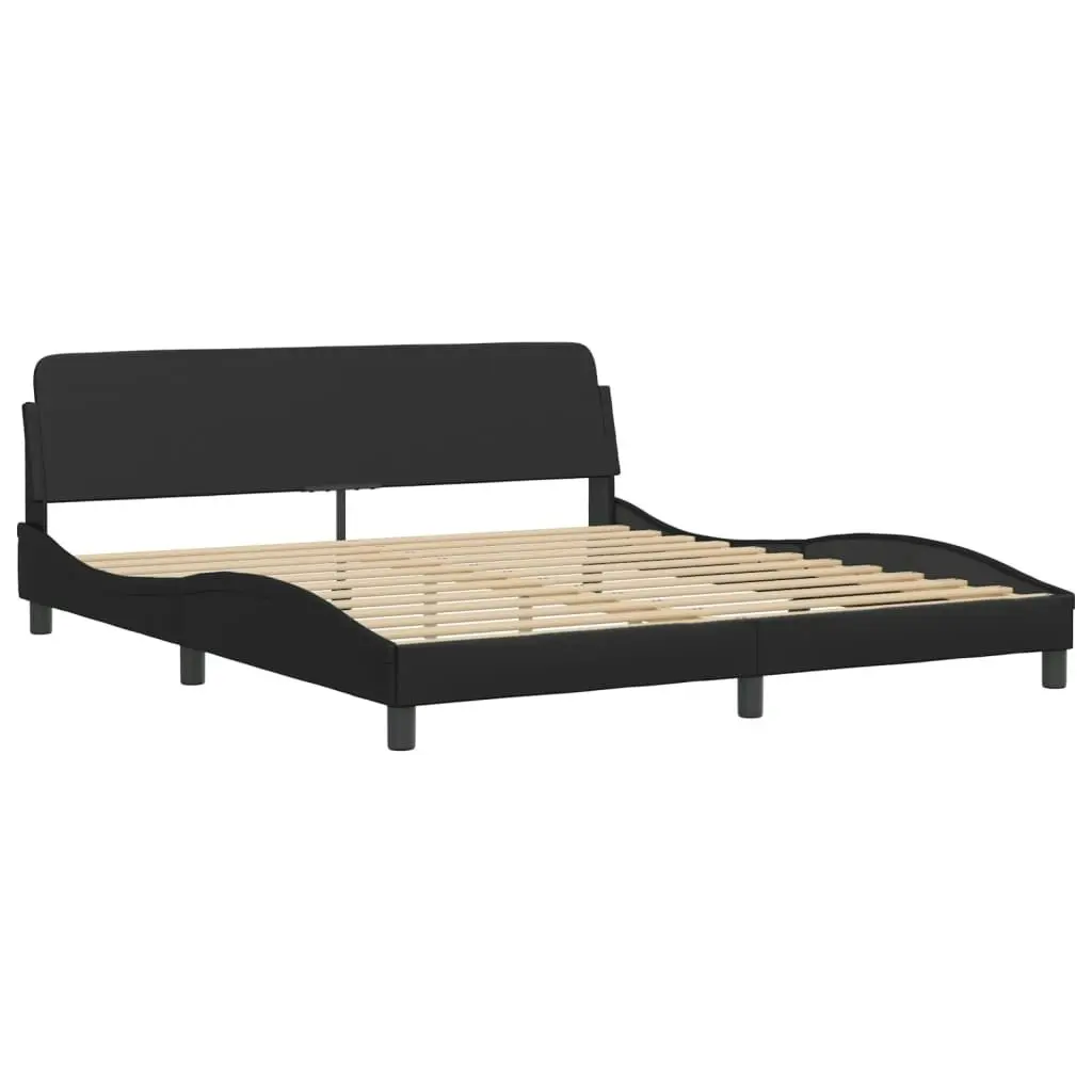 Bed Frame with Headboard Black 183x203 cm King Size Faux Leather 3207666