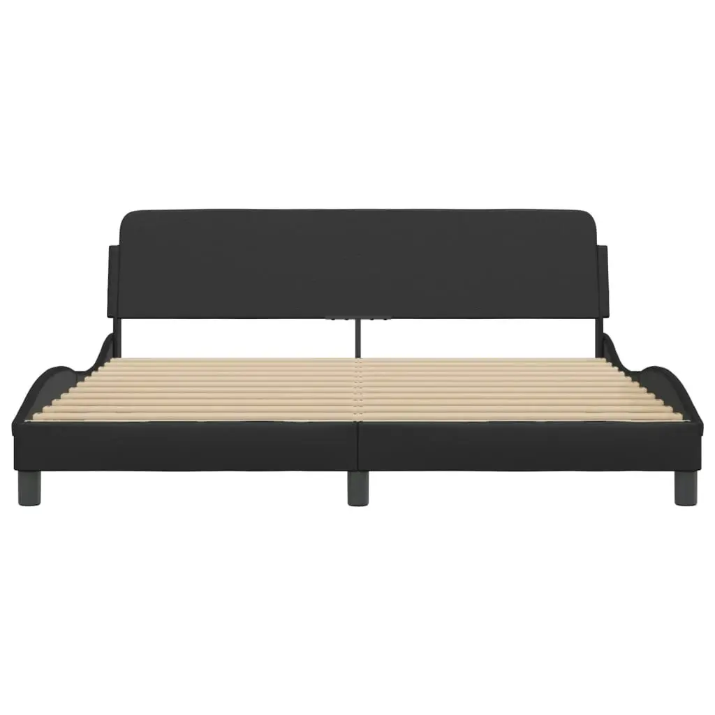 Bed Frame with Headboard Black 183x203 cm King Size Faux Leather 3207666