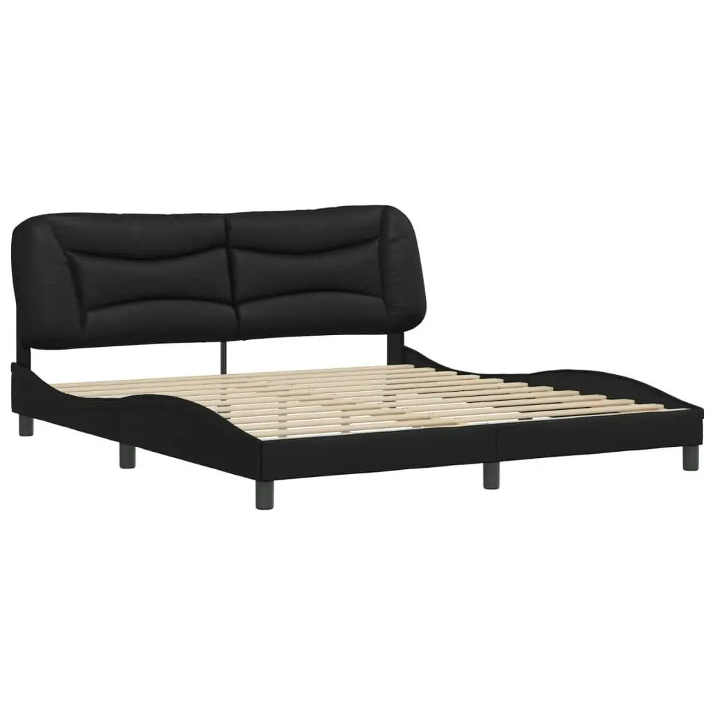 Bed Frame with Headboard Black 183x203 cm King Size Faux Leather 3208262