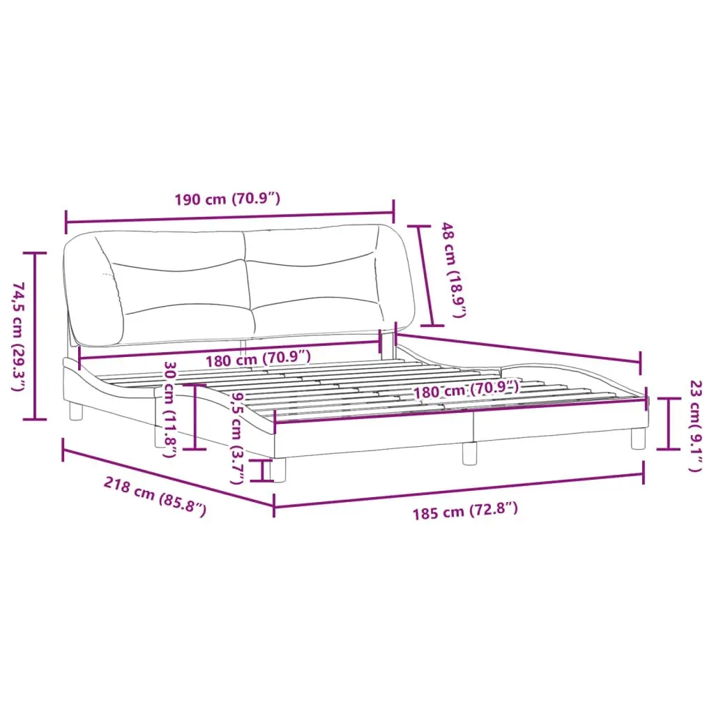 Bed Frame with Headboard Black 183x203 cm King Size Faux Leather 3208262