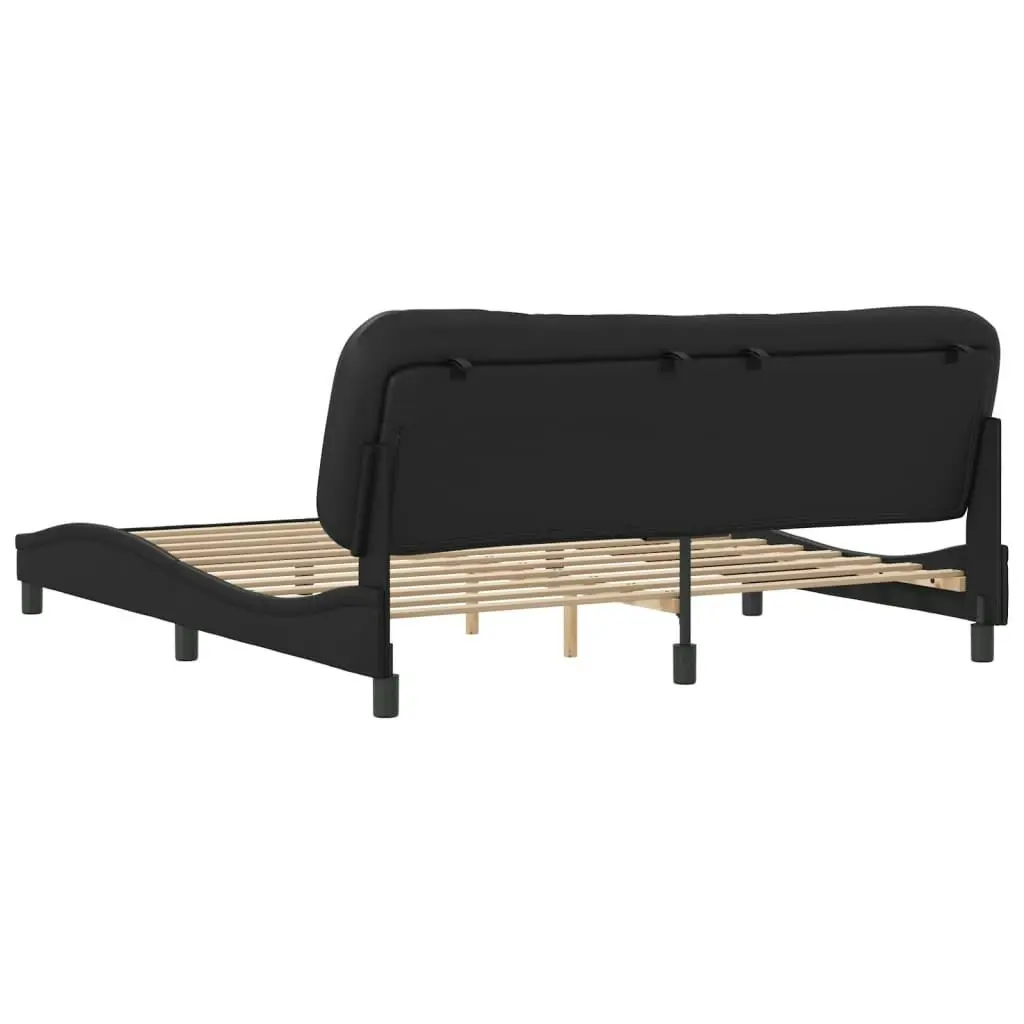 Bed Frame with Headboard Black 183x203 cm King Size Faux Leather 3208262