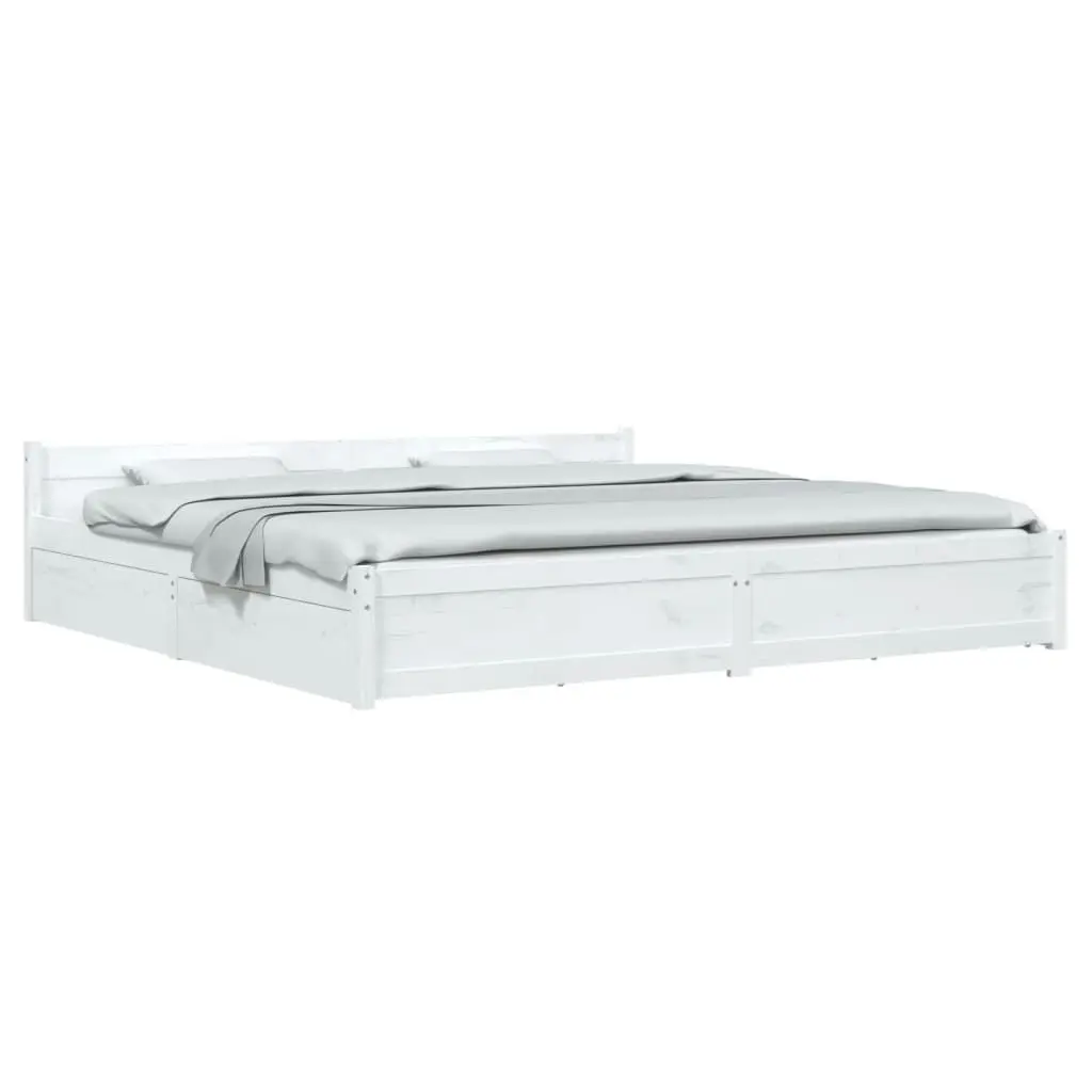 Bed Frame with Drawers White 183x203 cm King Size 3103575