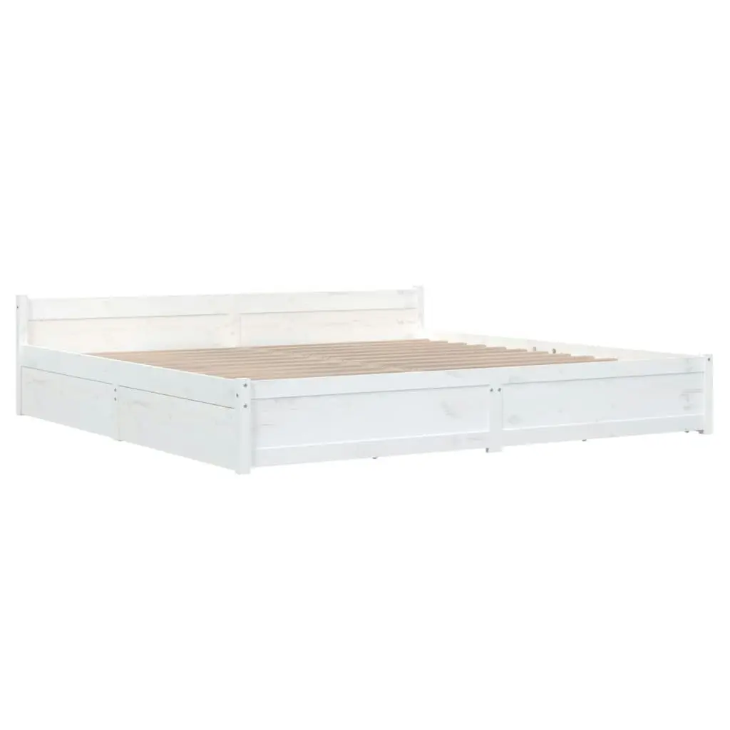 Bed Frame with Drawers White 183x203 cm King Size 3103575