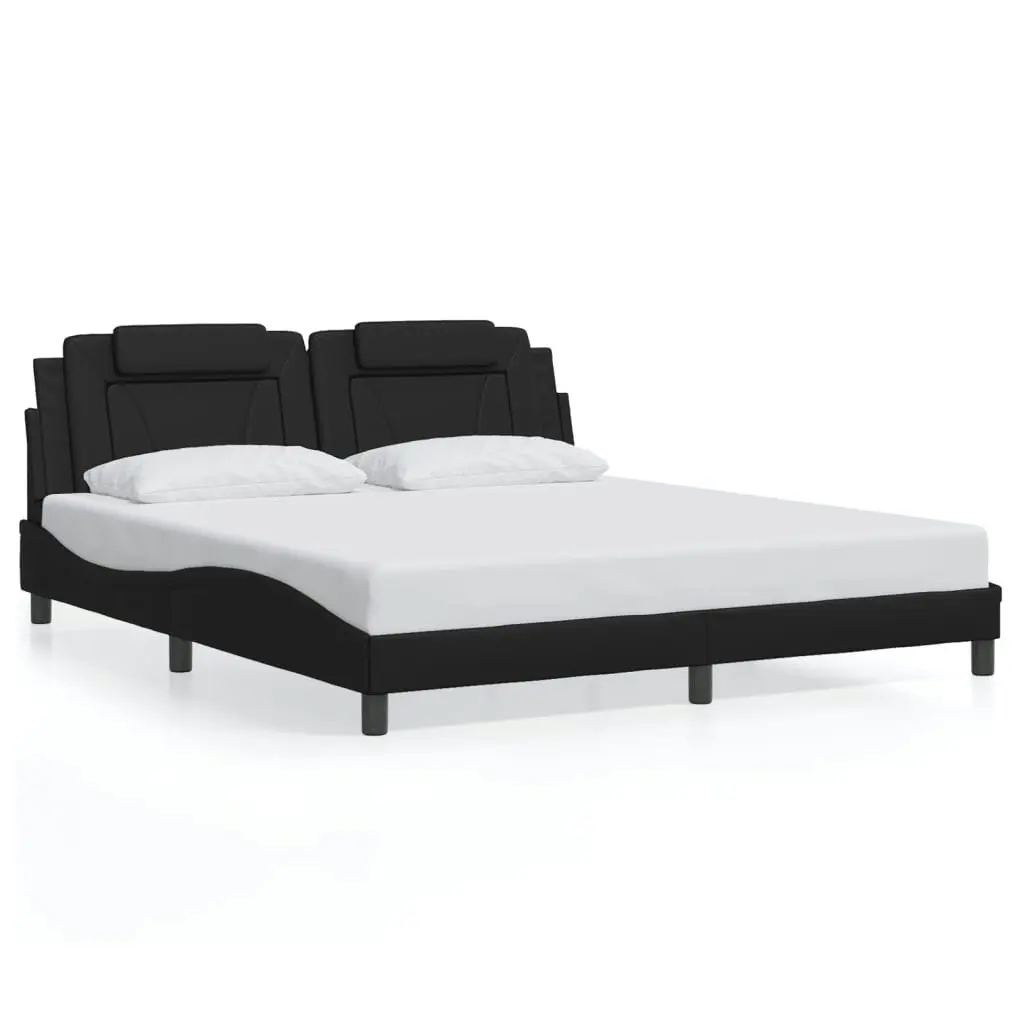 Bed Frame with Headboard Black 183x203 cm King Size Faux Leather 3208272