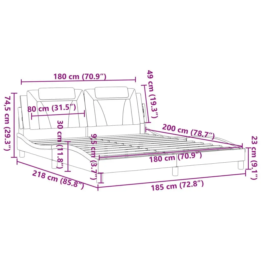 Bed Frame with Headboard Black 183x203 cm King Size Faux Leather 3208272