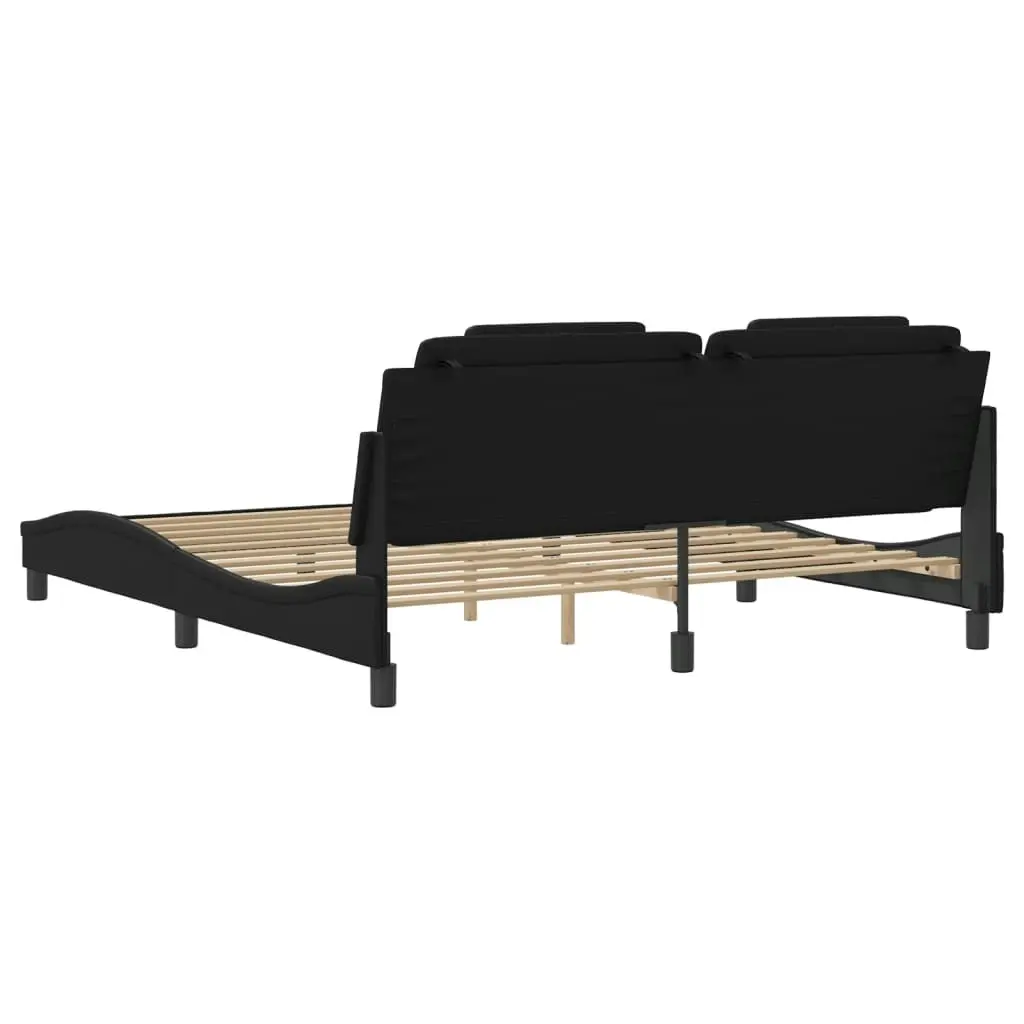 Bed Frame with Headboard Black 183x203 cm King Size Faux Leather 3208272