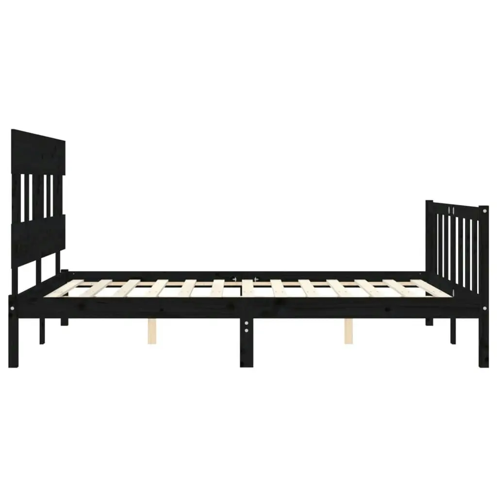 Bed Frame without Mattress Black 150x200 cm Solid Wood Pine 3193345