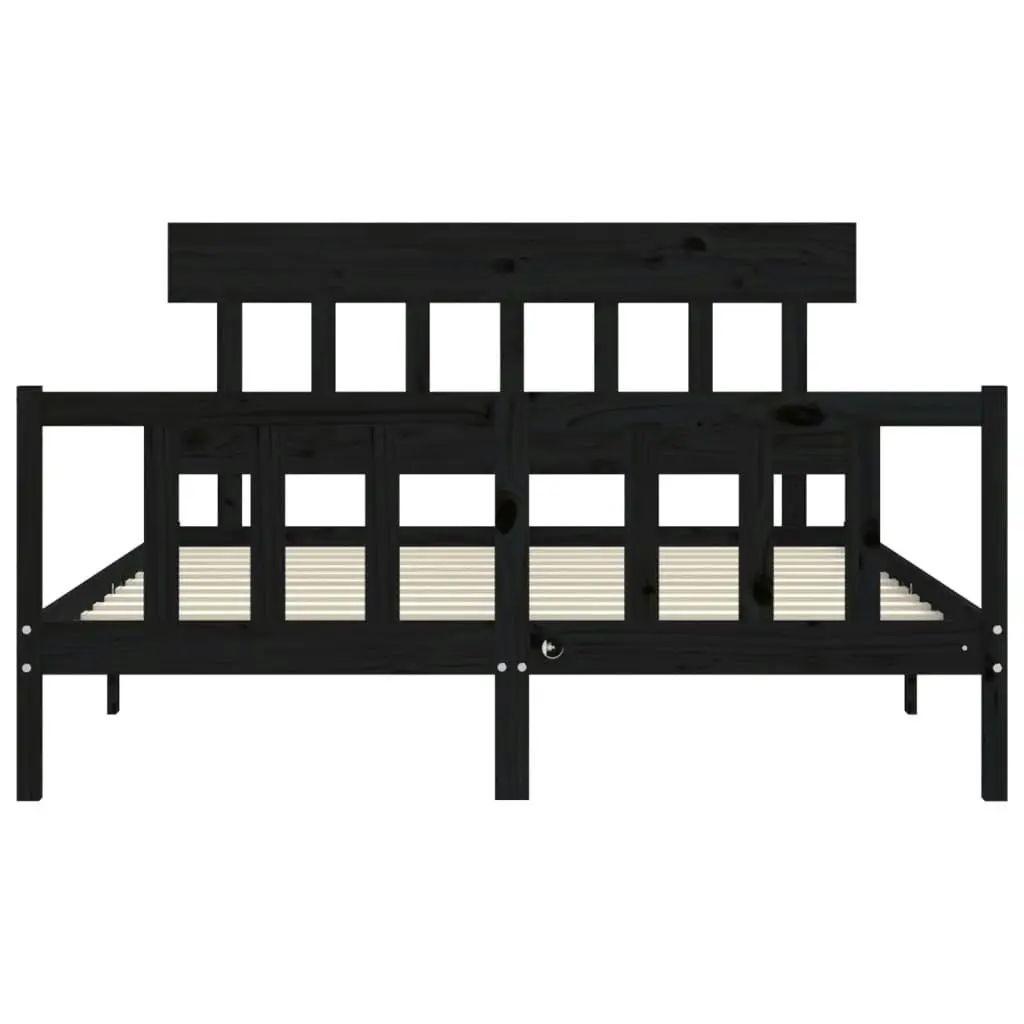 Bed Frame without Mattress Black 150x200 cm Solid Wood Pine 3193345