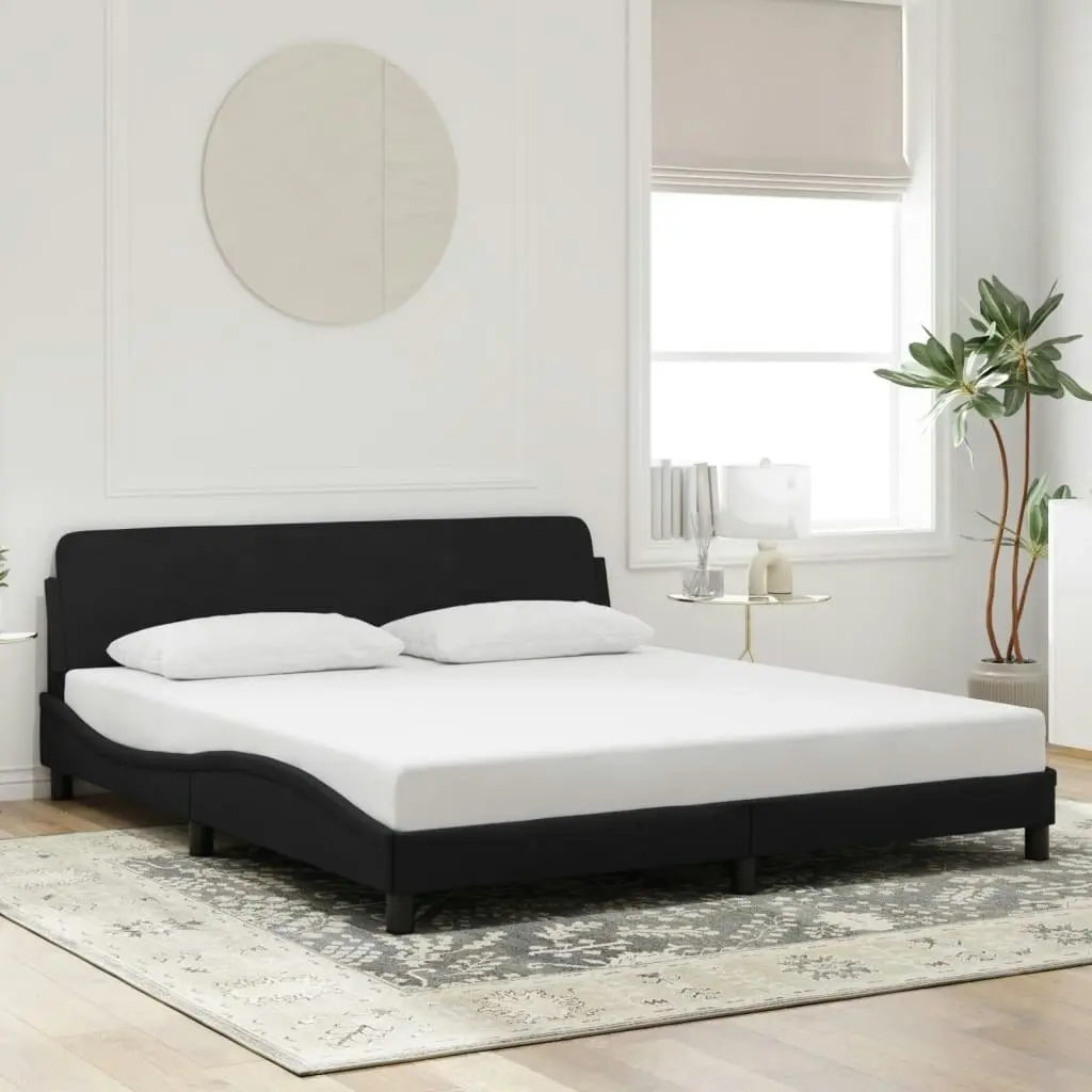 Bed Frame without Mattress Black 183x203 cm King Velvet 3207665