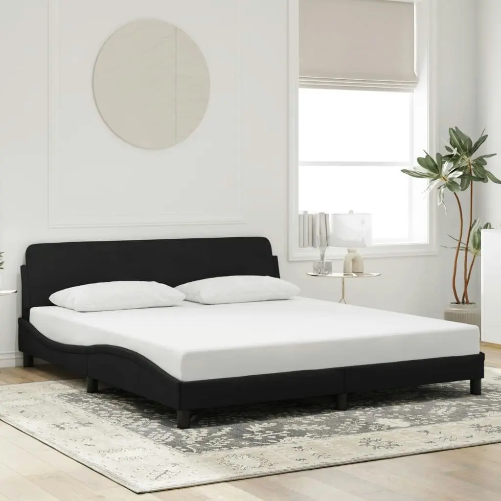 Bed Frame with Headboard Black 183x203 cm King Size Velvet 373234